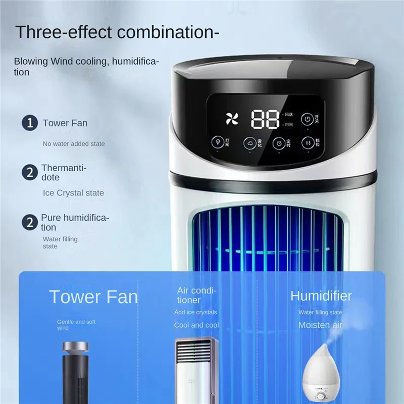 ABBZ-Portable Air Conditioner Home Mini Air Cooler Portable Air Conditioner for Office 6 Gears Wind Black White