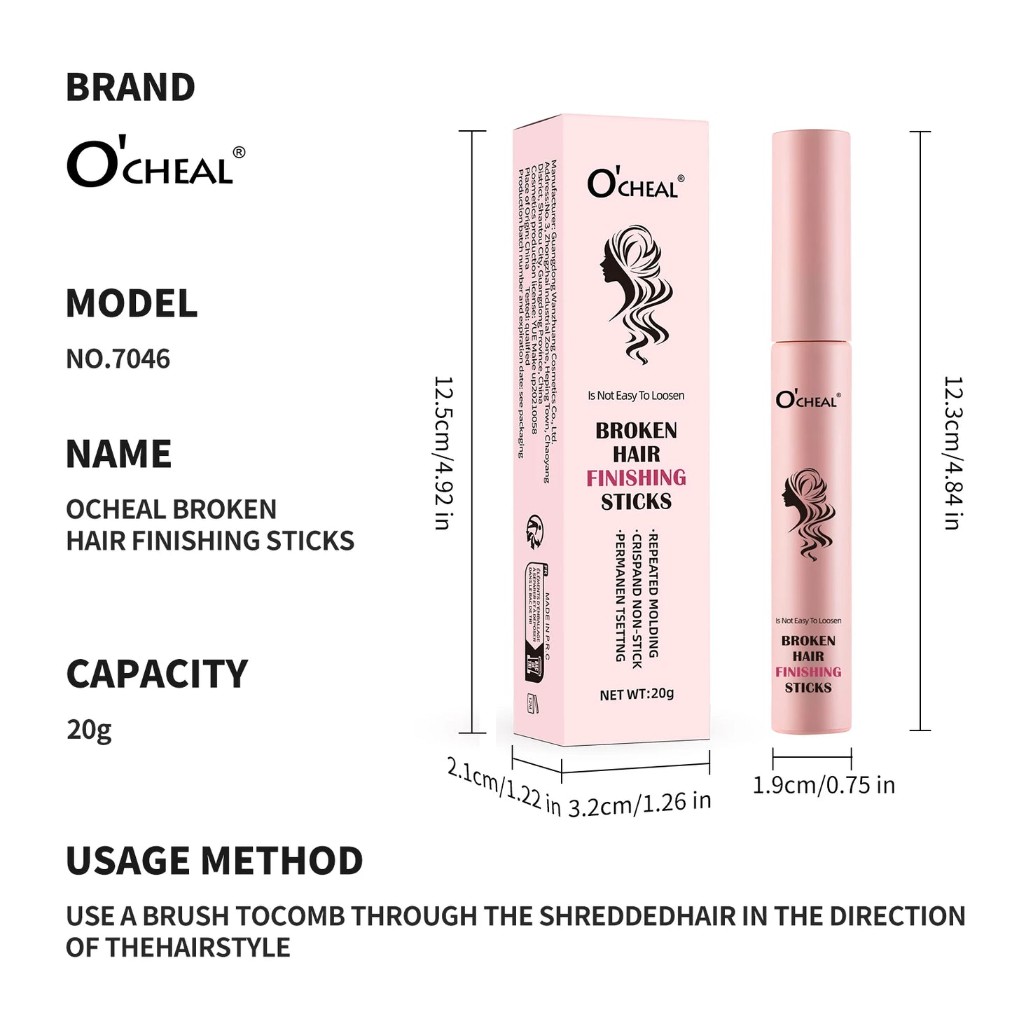 OCHEAL Broken Hair Artifact Finishing Hair Wax Stick Anti-fried Clean Hair Spray Fix Stick Wax Anti-frizz Cream Stick Portable