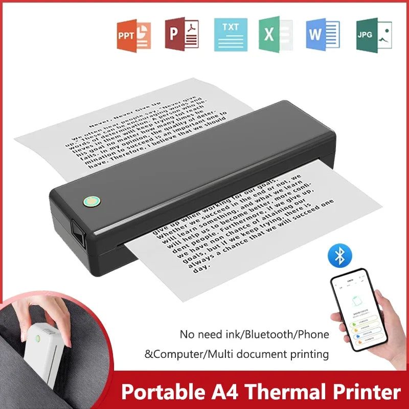 Portable A4 Thermal Printer Bluetooth Photo PDF Excel Word Document Printing Machine Wrong Question Print for Office Home School