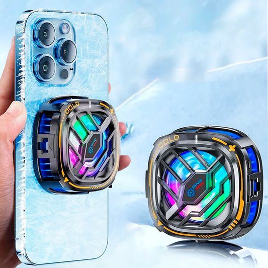 Magnetic Cell Phone Cooler RGB Phone Cooling Fan Portable Lightweight Phone Radiator with Temperature Display for Mobile Gaming