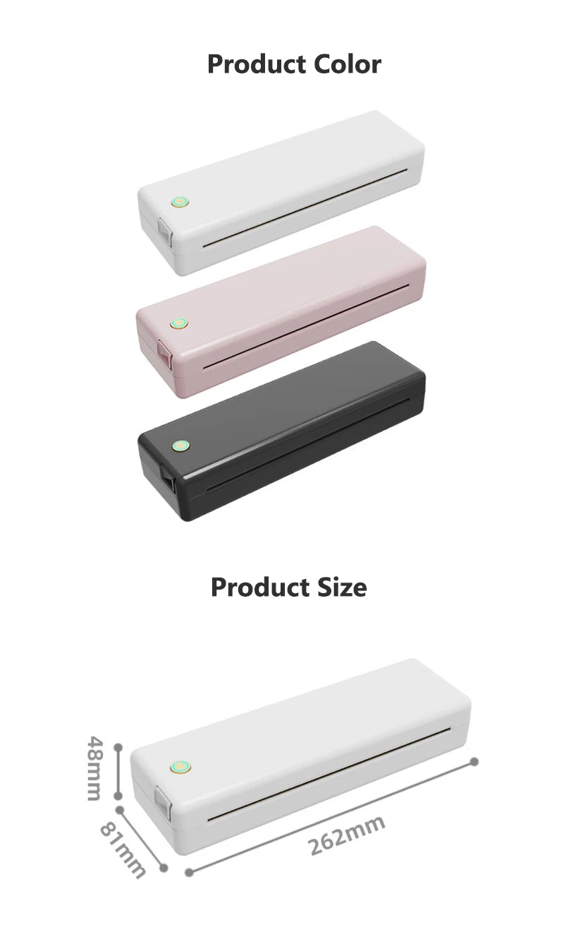 Portable A4 Thermal Printer Bluetooth Photo PDF Excel Word Document Printing Machine Wrong Question Print for Office Home School